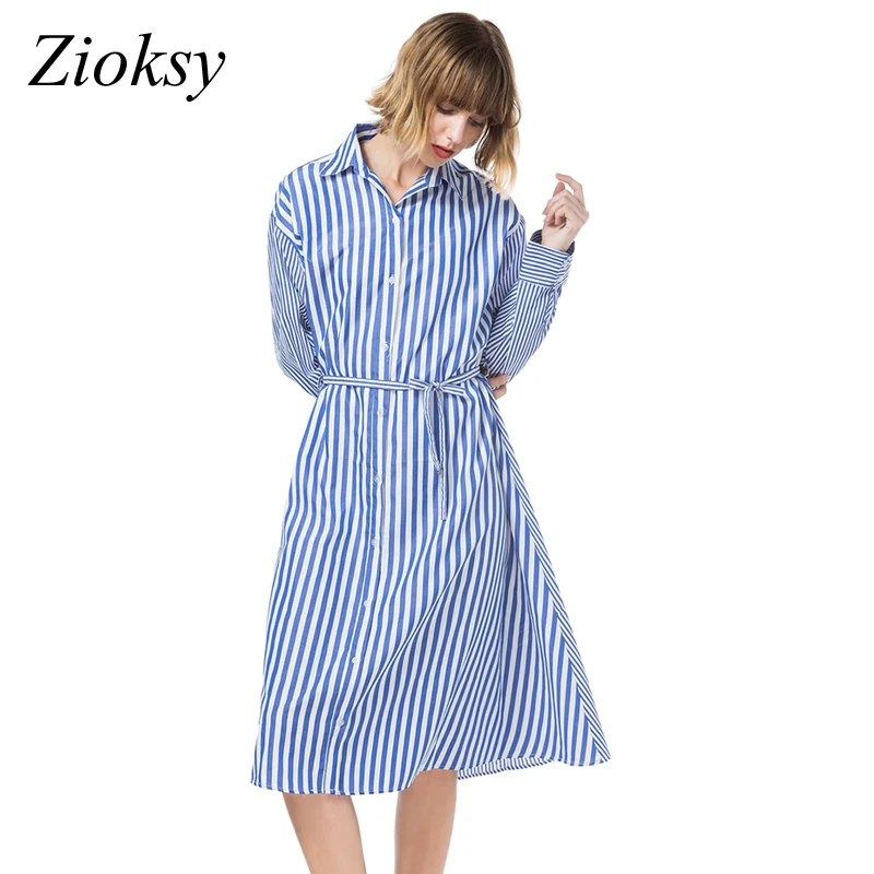Zioksy 2017 Autumn Blue Striped Shirt Dress Fall Dresses Women Casual Lapel Long Sleeve Knee Length Button A Line Dress
Zioksy 2017 Autumn Blue Striped Shirt Dress Fall Dresses Women Casual Lapel Long Sleeve Knee Length Button A Line Dress