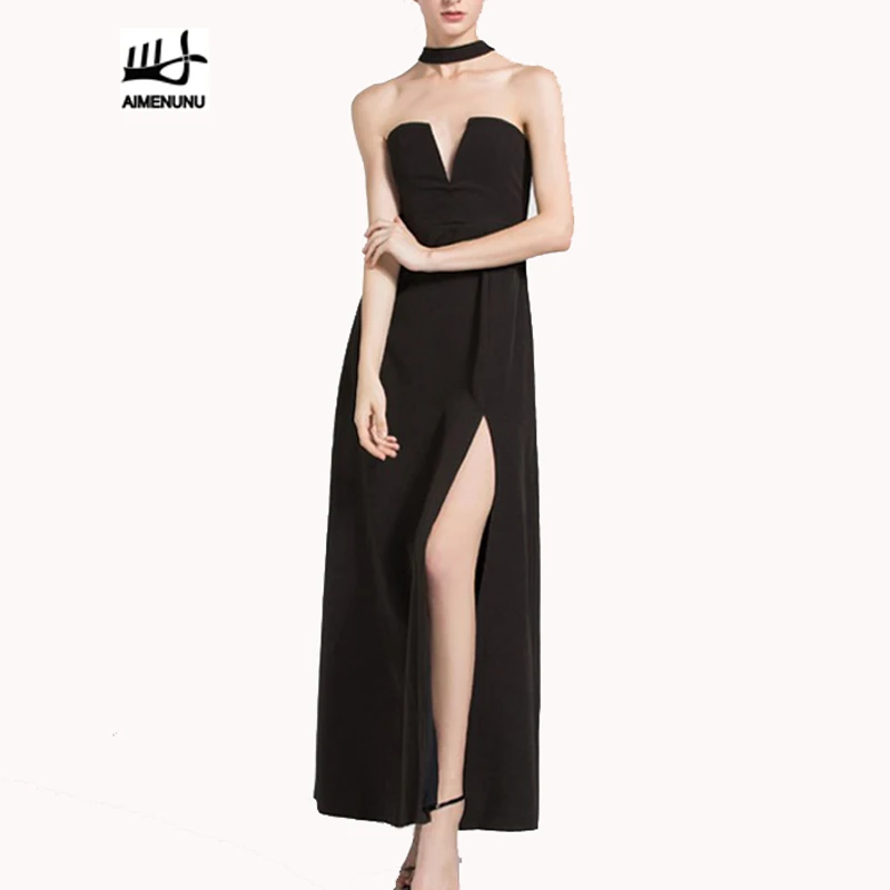 AIMENUNU Black Long Evening Party Dress Elegant Halter Maxi Dress Vestidos Sexy High Split Bodycon Dress Female
AIMENUNU Black Long Evening Party Dress Elegant Halter Maxi Dress Vestidos Sexy High Split Bodycon Dress Female
