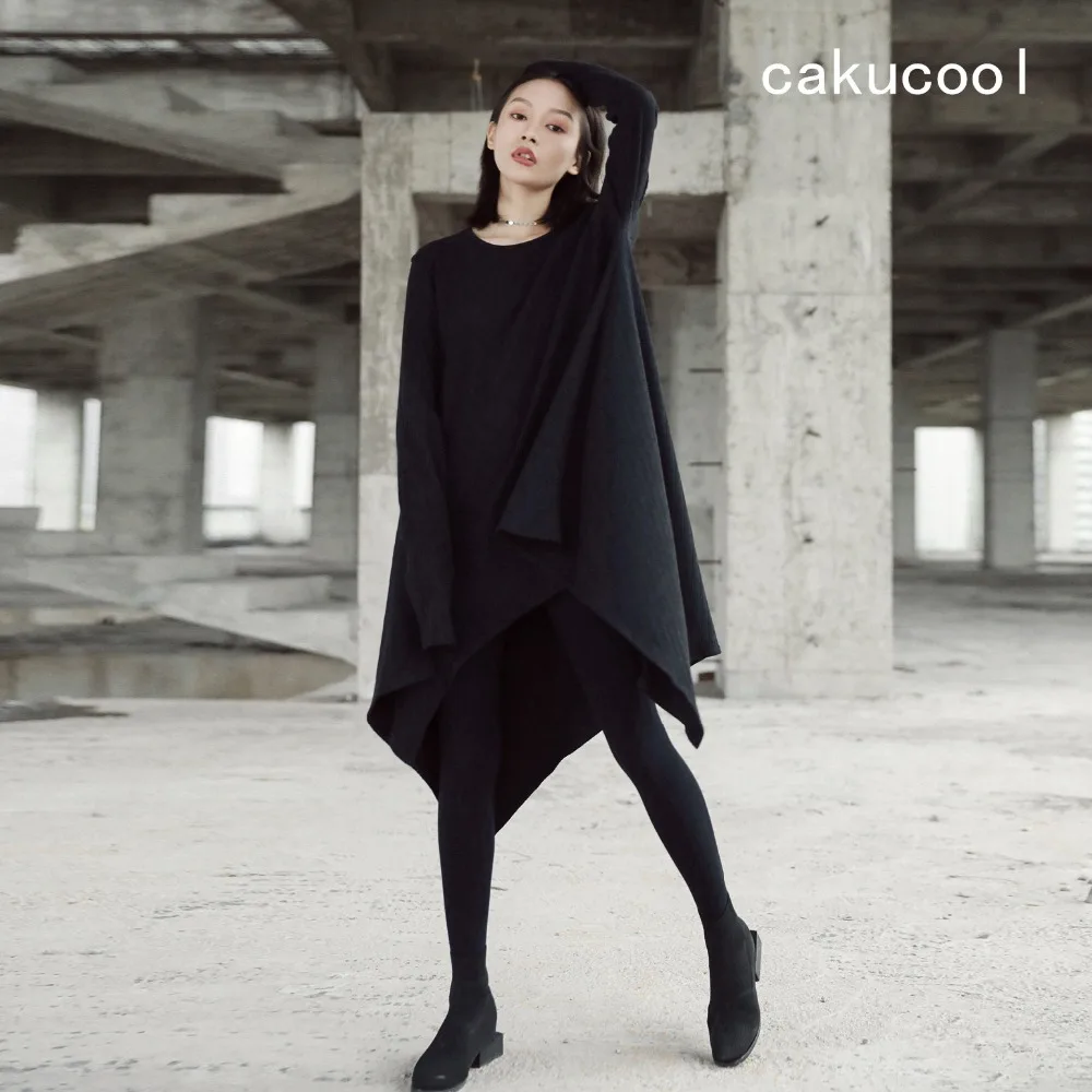 Cakucool New Solid Black Women Asymmetric Long Sleeved Dress Normcore Loose Mid Long Vestidos Autumn Gothic Dresses Plus Size
Cakucool New Solid Black Women Asymmetric Long Sleeved Dress Normcore Loose Mid Long Vestidos Autumn Gothic Dresses Plus Size