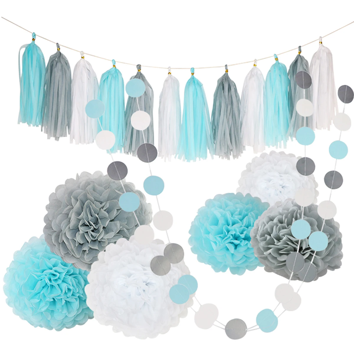 20 Pcs Tissue Paper Flowers Pom Pom Tassel DIY Paper Garland for Wedding Party Decoration
20 Pcs Tissue Paper Flowers Pom Pom Tassel DIY Paper Garland for Wedding Party Decoration