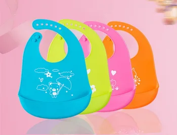 DHL 500pcs Baby Bibs Waterproof Silicone Feeding Baby Newborn Cartoon Waterproof Aprons Baby Bibs