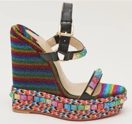 Moraima Snc Hot Selling Colorful Glitter Embellished Platform Wedge Sandal Summer Sexy Rivets Studded Woman Gladiator Sandal
Moraima Snc Hot Selling Colorful Glitter Embellished Platform Wedge Sandal Summer Sexy Rivets Studded Woman Gladiator Sandal
