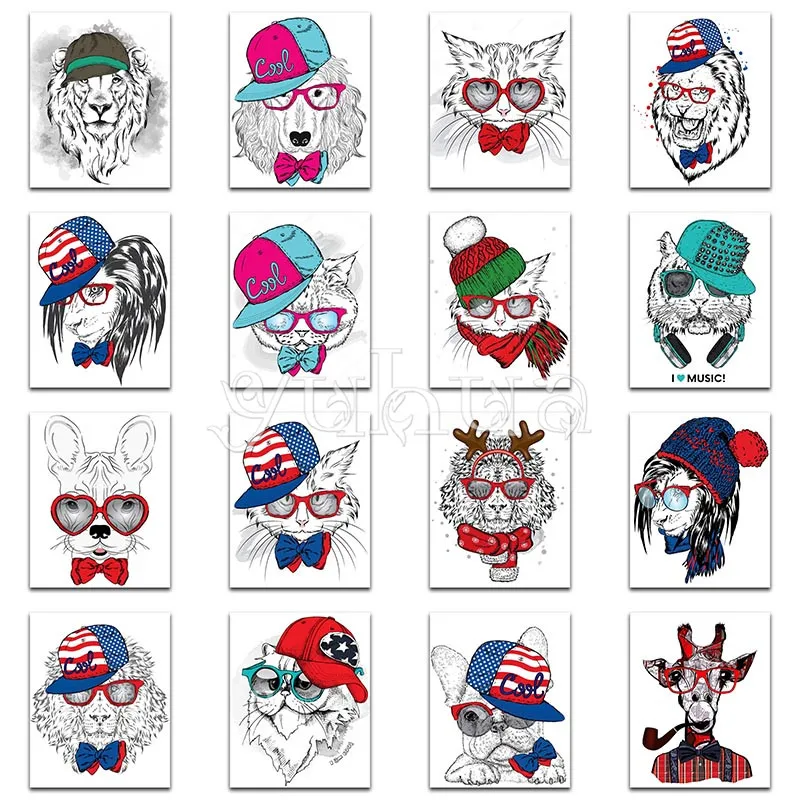 5D DIY Diamond painting Cross stitch Colorful Full Round embroidery Cartoon Square mosaic Animal dog cat # | Дом и сад