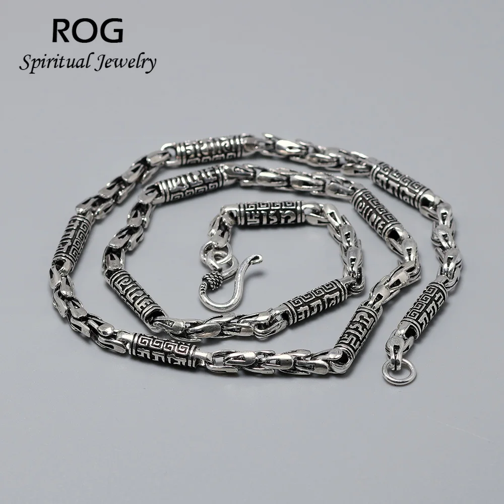 925 Sterling Silver Mantra Necklace For Men Engraved Six Words Sutra Thai Silver 5mm Necklace Chain For Men Jewelry
925 Sterling Silver Mantra Necklace For Men Engraved Six Words Sutra Thai Silver 5mm Necklace Chain For Men Jewelry