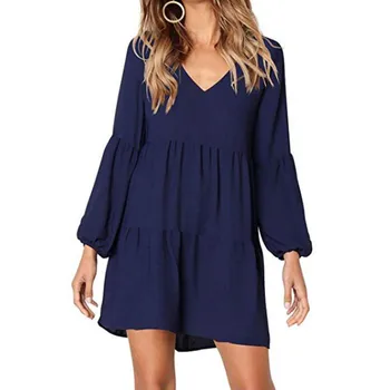 V-Neck Solid Lantern Sleeve Draped Mini Loose Dress Women Dresses robe femme robe vestido de festa sukienka jurken #2S
V-Neck Solid Lantern Sleeve Draped Mini Loose Dress Women Dresses robe femme robe vestido de festa sukienka jurken #2S