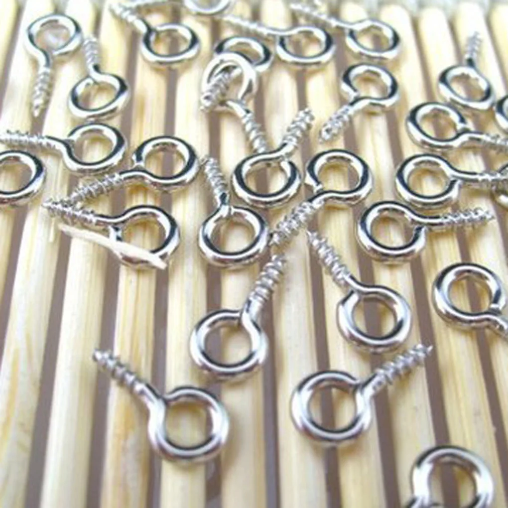100pcs Small metal Screw Eyes Pin for Clay Jewelry Resin Bead Plastic 10mm
