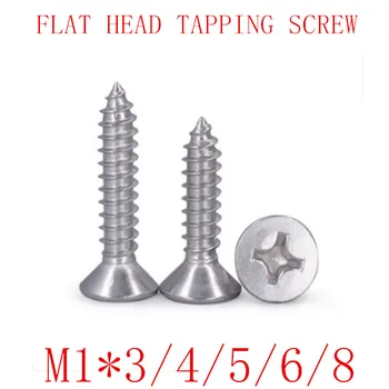 100pcs/lot M1*3/4/5/6/8 DIN7982 ISO7050 304 Stainless Steel Cross Recessed Flat Head Countersunk Self-tapping Wood Screws 
100pcs/lot M1*3/4/5/6/8 DIN7982 ISO7050 304 Stainless Steel Cross Recessed Flat Head Countersunk Self-tapping Wood Screws