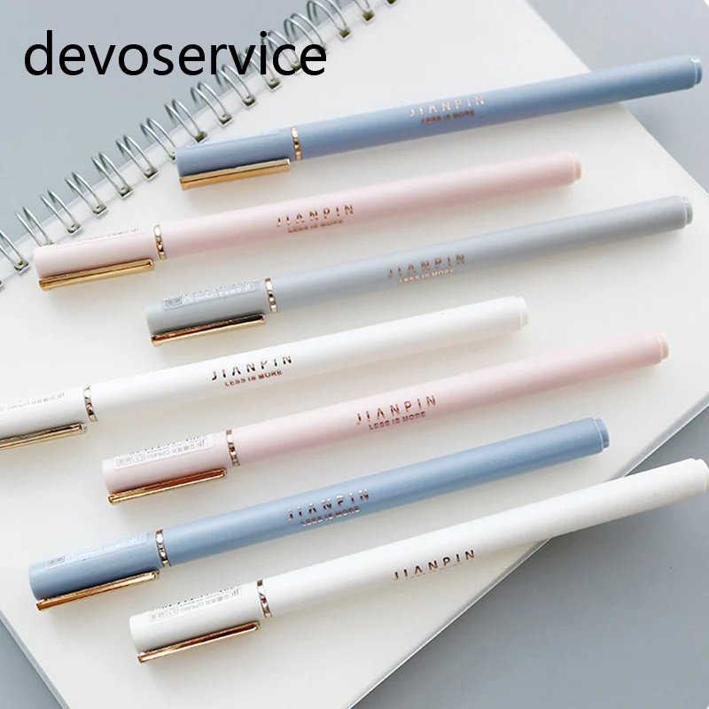 

1Pc Fresh Simple 0.5MM Metal Cap Gel Pen Black Ink Gift Students Unisex Pens Stationery School Office Writing Supplies