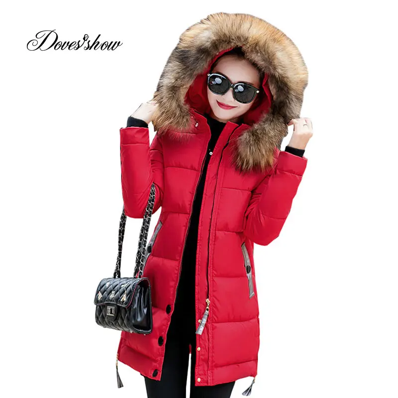 

Hooded Fur Collar Winter Down Coat Jacket Long Warm Women Casaco Feminino Abrigos Mujer Invierno 2018 Parkas Outwear Coats Ru50