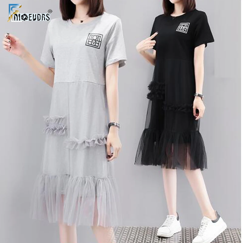 O Neck Casual Dresses Womens Summer Design Short Sleeve Printed Gray Black Mesh Sheer Patchwork Ruffled Cotton Dress A023
O Neck Casual Dresses Womens Summer Design Short Sleeve Printed Gray Black Mesh Sheer Patchwork Ruffled Cotton Dress A023