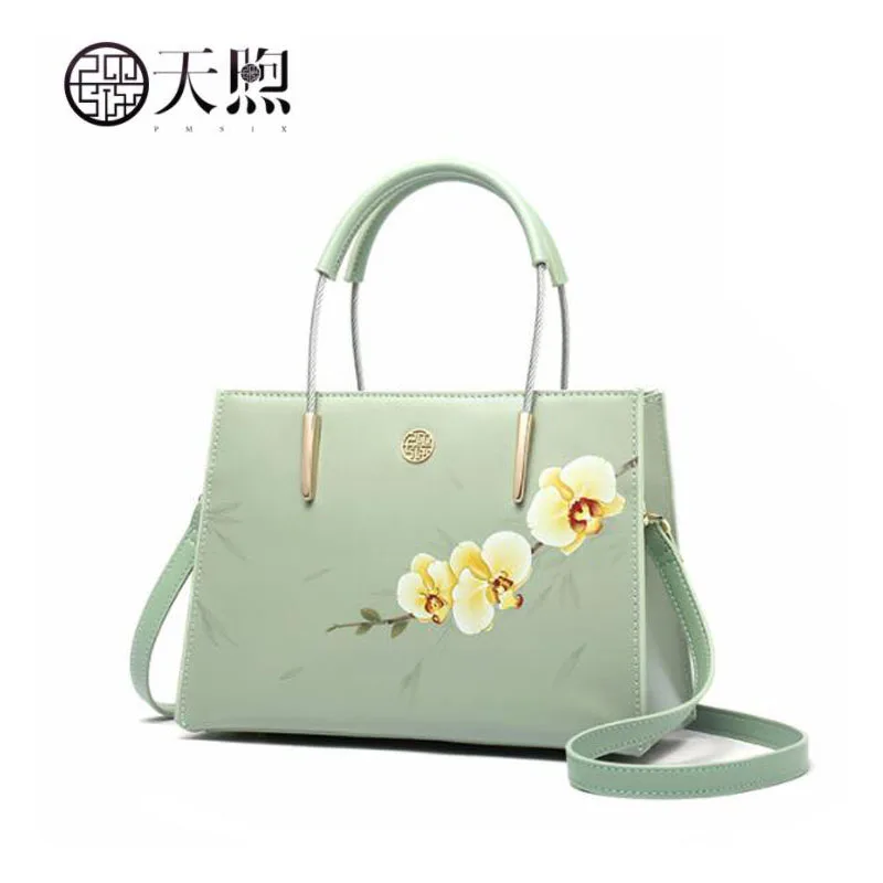 Pmsix New cowhide luxury leather printing bags designer women Leather bag shoulder crossbody for | Багаж и сумки
