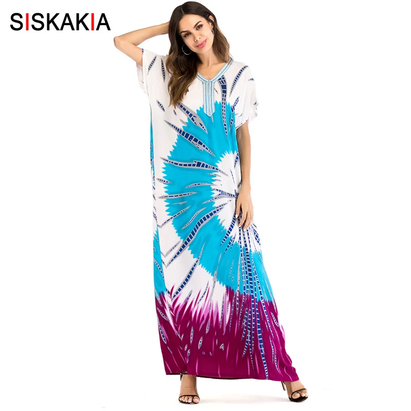 Siskakia Fashion print dress multicolor Dressing gowns for women loose plus size T shirt long dress urban casual maxi dresses
Siskakia Fashion print dress multicolor Dressing gowns for women loose plus size T shirt long dress urban casual maxi dresses