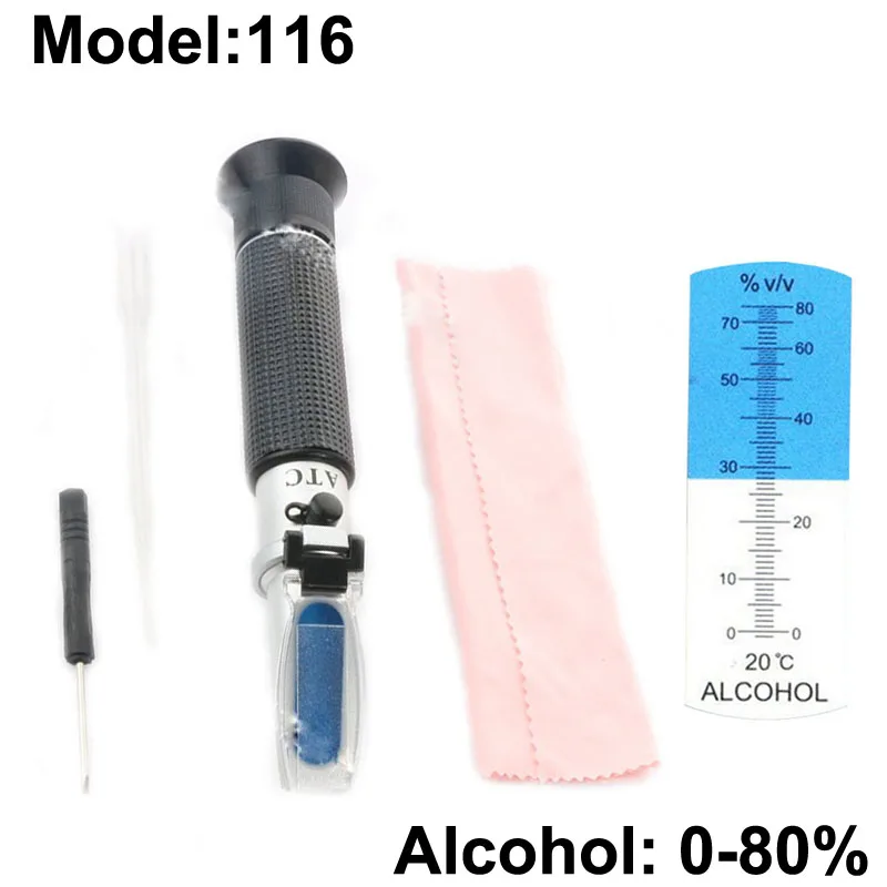 

116 Hand Held 0-80% alcoholometer Alcohol refractometer liquor alcohol Content Tester with ATC 39%off