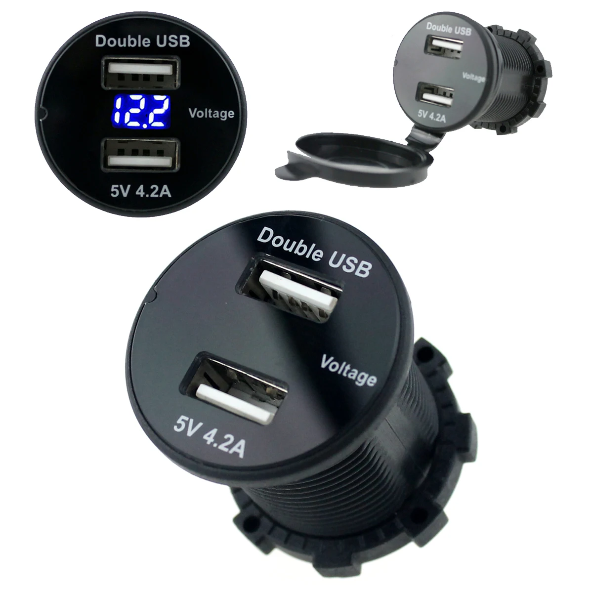 1x Car USB Charger Socket Power Adaptor with LED Voltmeter 12-24V Motorcycle Dual USB Charger Dustproof Volt Meter 5V 4.2A
1x Car USB Charger Socket Power Adaptor with LED Voltmeter 12-24V Motorcycle Dual USB Charger Dustproof Volt Meter 5V 4.2A