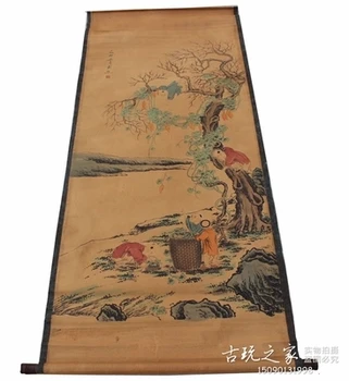 Antique calligraphy and painting five children playful picture drawing room drawing
Antique calligraphy and painting five children playful picture drawing room drawing