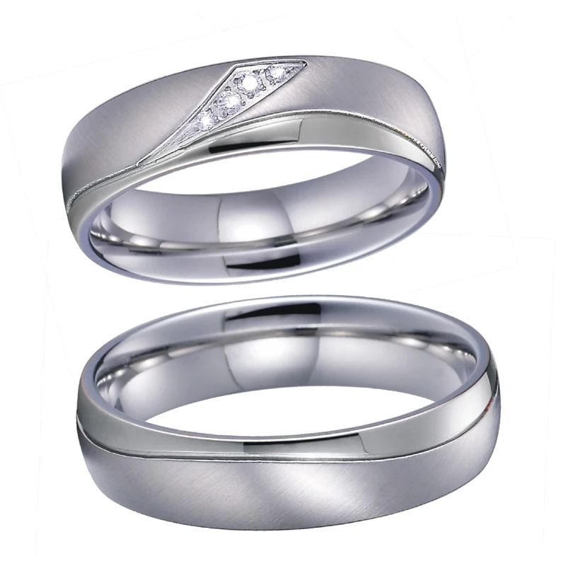 Unique sparkly CZ Zircon Promise Wedding Band Set men's Couple Rings Pair titanium jewelry women's ring Anillos Alliance Anel (4)