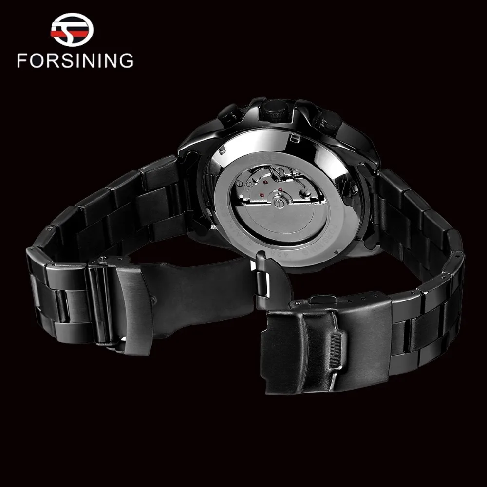 FORSINING Top Brand Luxury Mens Watches Calendar Display Black Stainless Steel Automatic Wristwatch Military Sports Male Clock (8)