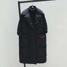 Plus size xl mulheres coletes de inverno 2018 novo médio longo colete algodão acolchoado jaqueta sem mangas feminino lapela colete(China)
