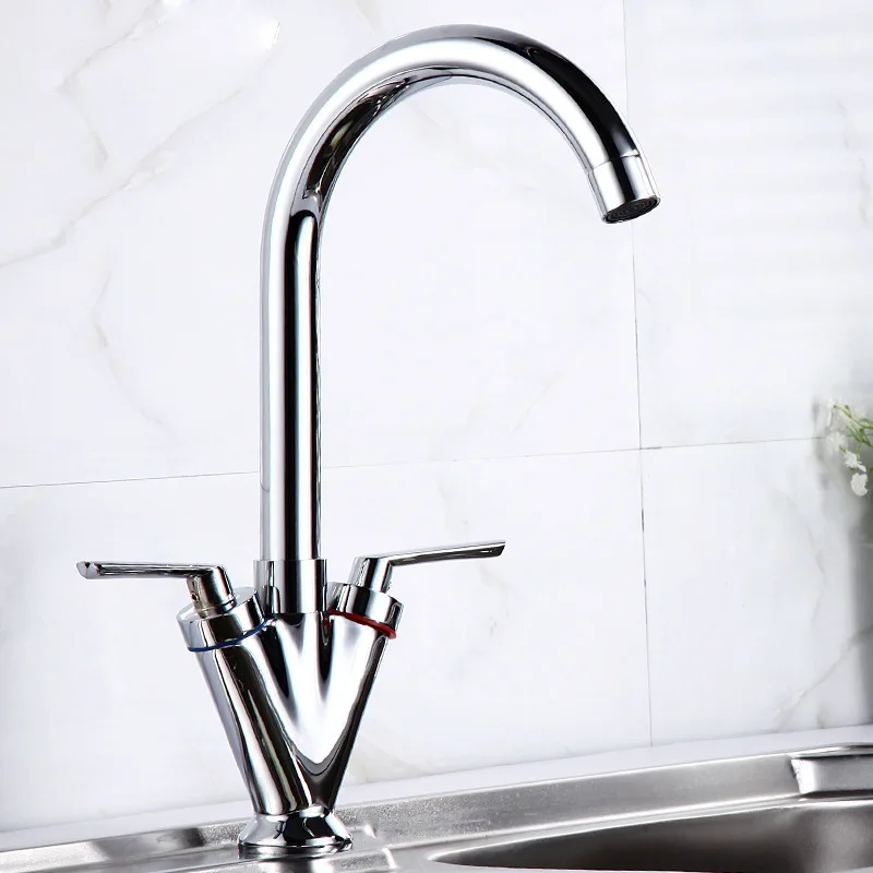Dual Handle Single Hole Kitchen Faucet Solid Brass Deck Mounted Crane Basin Faucet Polished Silver Sink Tap 360 Degree Rotatable
Dual Handle Single Hole Kitchen Faucet Solid Brass Deck Mounted Crane Basin Faucet Polished Silver Sink Tap 360 Degree Rotatable