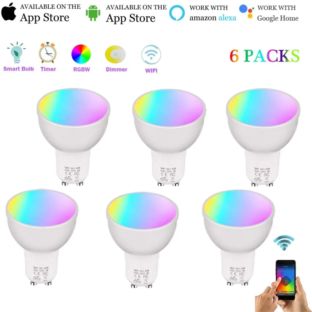 Smart Wifi GU10 Bulb, RGBW Smart LED Bulb,Voice Control Spotlight,Dimmable Light Cup,Work with Alexa/Google Assistant(6 Pack)
Smart Wifi GU10 Bulb, RGBW Smart LED Bulb,Voice Control Spotlight,Dimmable Light Cup,Work with Alexa/Google Assistant(6 Pack)