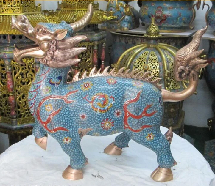 JP S0266 24"China bronze gilt Cloisonne phoenix evil spirits Beast animal Unicorn kylin
JP S0266 24"China bronze gilt Cloisonne phoenix evil spirits Beast animal Unicorn kylin