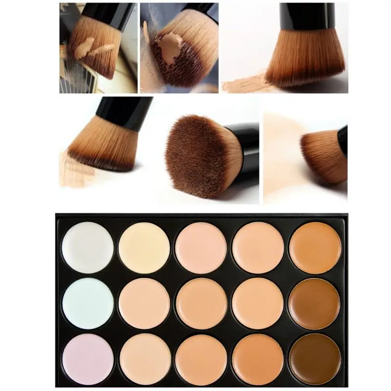 15 Colors Professional Facial Concealer Palette Kit + Brush Sponge + Flat Top Brush Face Makeup Contour Cream
15 Colors Professional Facial Concealer Palette Kit + Brush Sponge + Flat Top Brush Face Makeup Contour Cream