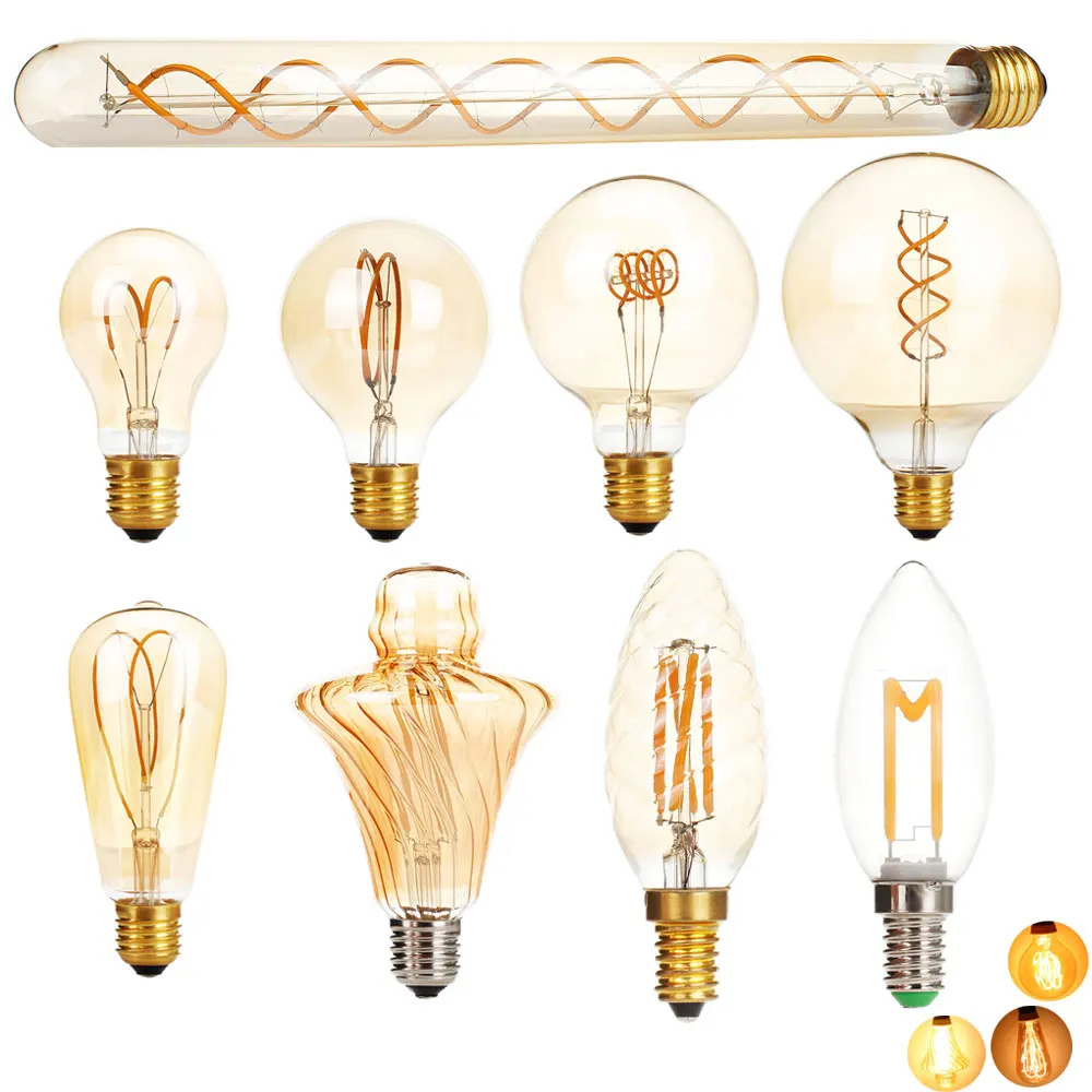 G125 G95 G80 A60 T30 New Unique Retro Spiral Filament LED Bulb Edison Globe Lamp 2200K For Home Bar Shop Decoration AC 220V
G125 G95 G80 A60 T30 New Unique Retro Spiral Filament LED Bulb Edison Globe Lamp 2200K For Home Bar Shop Decoration AC 220V