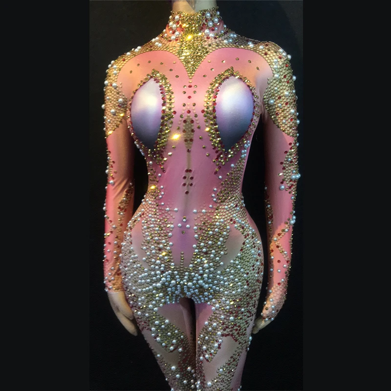 Colorful Diamond Pearls Jumpsuit Women sexy Pink Leggings Bodysuit Costume Dance Stage Wear Female Singer Stretch Outfit DL3441
Colorful Diamond Pearls Jumpsuit Women sexy Pink Leggings Bodysuit Costume Dance Stage Wear Female Singer Stretch Outfit DL3441