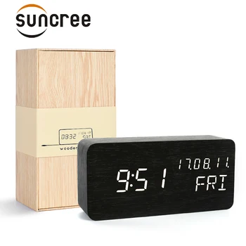 Suncree wooden LED gift box alarm clock,date+week+time temperature sound control Electronic Digital Table Desktop Clocks
Suncree wooden LED gift box alarm clock,date+week+time temperature sound control Electronic Digital Table Desktop Clocks