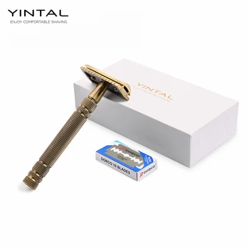 YINTAL Men's Bronze Classic Double-sided Manual Razor Long Handle Wish 10 Blades 1 Box Safety Razors Shaving
YINTAL Men's Bronze Classic Double-sided Manual Razor Long Handle Wish 10 Blades 1 Box Safety Razors Shaving