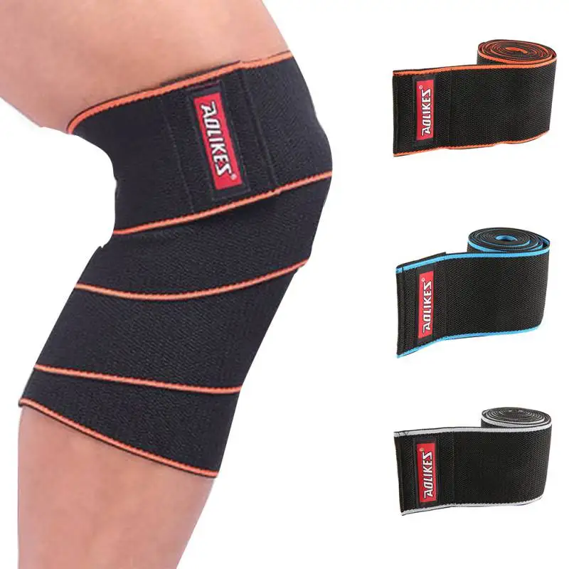 Image Outdoor Sports Compression Wrapped Elastic Protective Knee Bandages Fitness Weight Lifting Prevent Knee Sprain