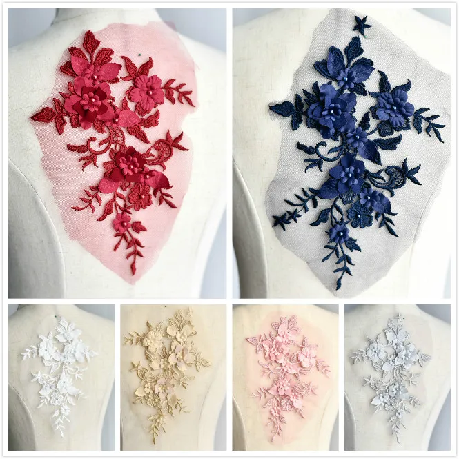 4Pcs/Lot Free Shipping Nail Bead 3D Embroidered Flower Lace Patch Lace Applique Wedding Dress Clothing DIY Material 
4Pcs/Lot Free Shipping Nail Bead 3D Embroidered Flower Lace Patch Lace Applique Wedding Dress Clothing DIY Material