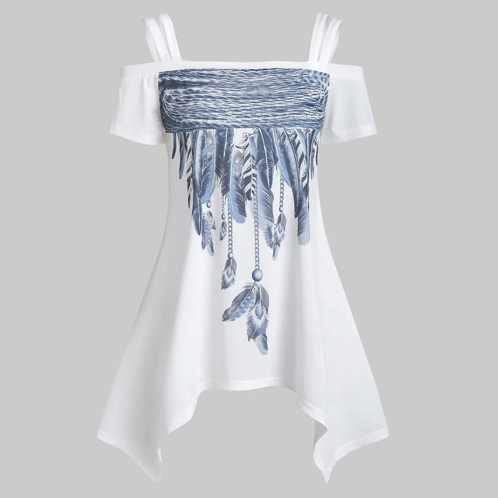 Womens Tops And Blouses Fashion Womens Casual Cold Shoulder Feather Print Asymmetric Tee Tops Korean modiskimono cardigan camis
Womens Tops And Blouses Fashion Womens Casual Cold Shoulder Feather Print Asymmetric Tee Tops Korean modiskimono cardigan camis