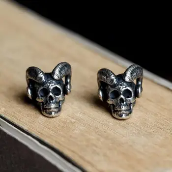Latest Vintage Real 925 Sterling Silver Skull Earrings Evil Satan Head Stud Earrings Punk Ear Jewelry
Latest Vintage Real 925 Sterling Silver Skull Earrings Evil Satan Head Stud Earrings Punk Ear Jewelry