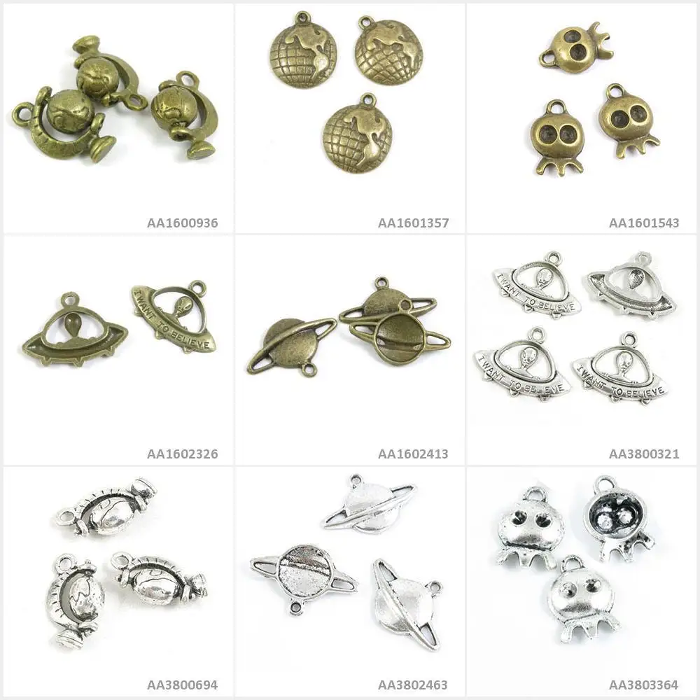 Antique Bronze Silver Tone Jewelry Making Charms Alien UFO ET Planet Star Globe Doll Elf Bracelet Pendant Beading Craft
Antique Bronze Silver Tone Jewelry Making Charms Alien UFO ET Planet Star Globe Doll Elf Bracelet Pendant Beading Craft