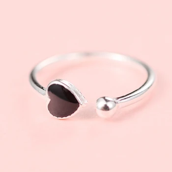 Heart Black Drop Glaze 925 Sterling Silver Temperament Literary Personality Fashion Female Resizable Opening Rings SRI130
Heart Black Drop Glaze 925 Sterling Silver Temperament Literary Personality Fashion Female Resizable Opening Rings SRI130