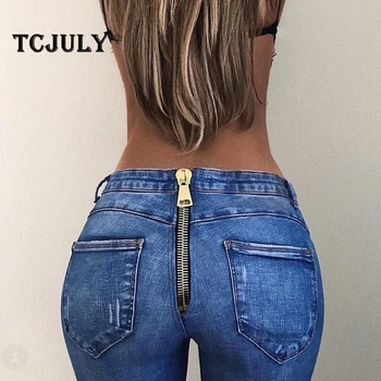 TCJULY Stylish Washed Jeans With Zipper In The Back Skinny Push Up Denim Pencil Pants Streetwear Slim Stretch Blue Women's Jeans
TCJULY Stylish Washed Jeans With Zipper In The Back Skinny Push Up Denim Pencil Pants Streetwear Slim Stretch Blue Women's Jeans