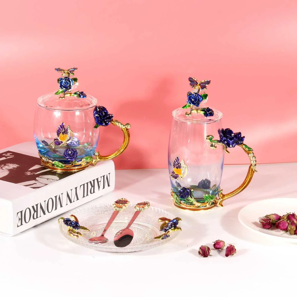 Enamel Coffee Cup Mug Flower Tea Glass Cups with Spoon Cover Tray for Hot Cold Drinks Tea Cup Spoon Set Perfect Wedding Gift
Enamel Coffee Cup Mug Flower Tea Glass Cups with Spoon Cover Tray for Hot Cold Drinks Tea Cup Spoon Set Perfect Wedding Gift