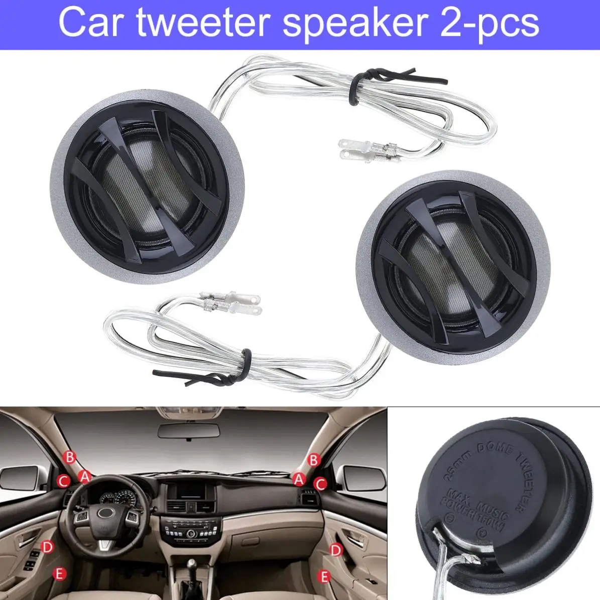 

2pcs 150W YH-520 25mm 12V High Efficiency Dome Tweeter Speakers for Car Audio System