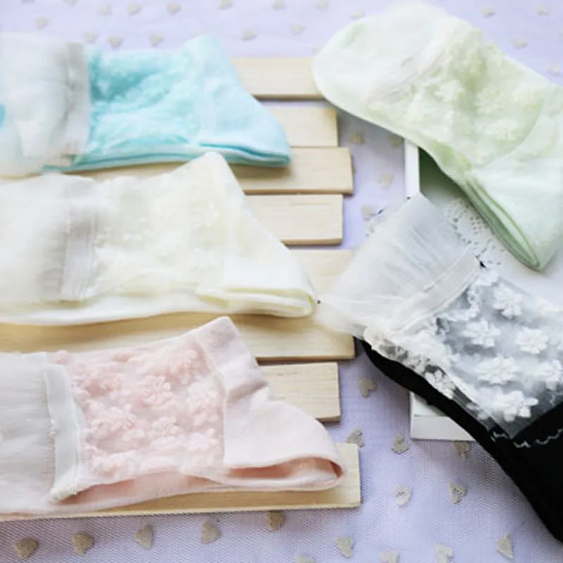 2019 New 5 Pairs/Lot Fashion Transparent Silk Screw Type Glass Silk Cotton Short Socks Woman Lady Flowers Hollow Out Tube Meias
2019 New 5 Pairs/Lot Fashion Transparent Silk Screw Type Glass Silk Cotton Short Socks Woman Lady Flowers Hollow Out Tube Meias