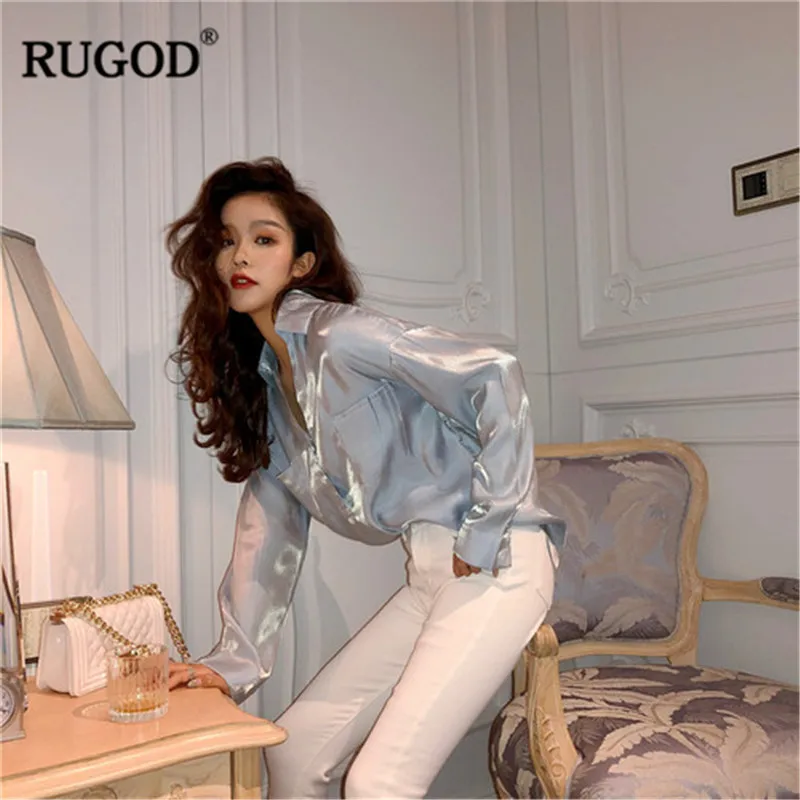 RUGOD Chiffon satin women shirt long sleeves v neck single-breasted elegant office ladies wearing korean style summer blouses
RUGOD Chiffon satin women shirt long sleeves v neck single-breasted elegant office ladies wearing korean style summer blouses