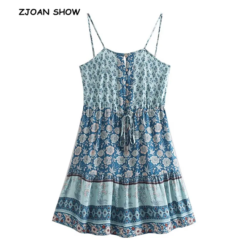 2019 New Bohemian Blue Floral Print Spaghetti Strap Dress Ethnic Woman Open Button Adjustable Lacing up Sling BOHO Dresses Beach
2019 New Bohemian Blue Floral Print Spaghetti Strap Dress Ethnic Woman Open Button Adjustable Lacing up Sling BOHO Dresses Beach