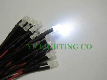 

(CE&Rosh)Ultra white Diffused 3mm dip led Pre Wired led DC12V cable indicator 20mm prewired led