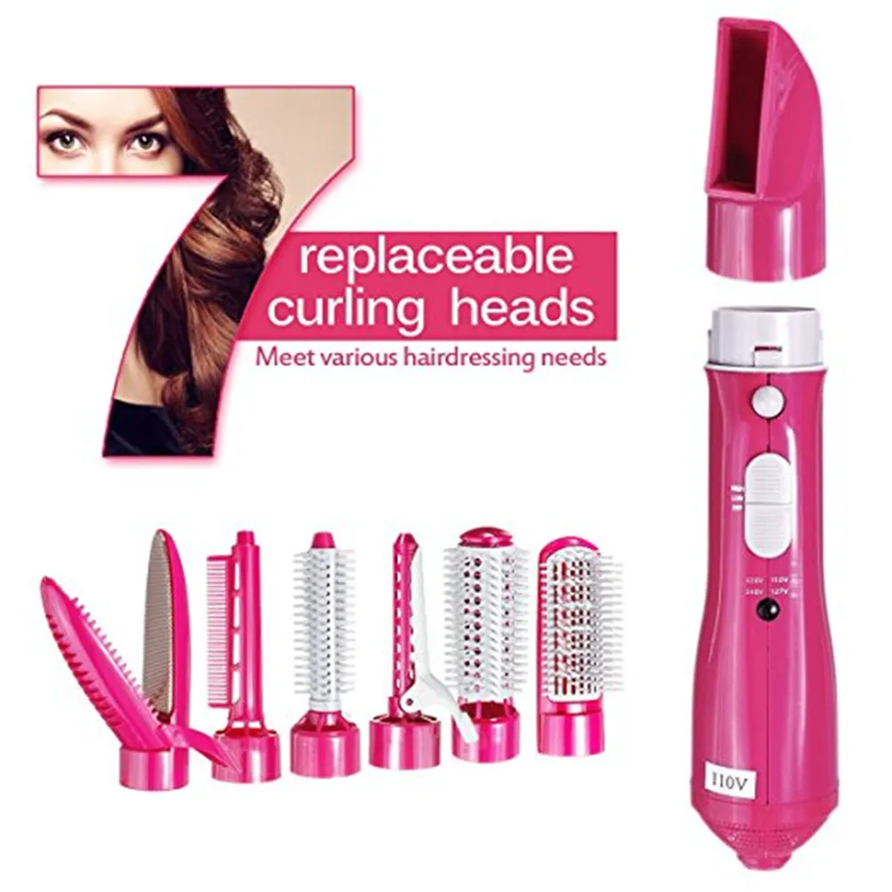 Electric Styling Tools Hot Air Brush 7 In 1 Speed Pro Hair Straightener & Curlers Iron & Dryer Brush & Hair Brush Set