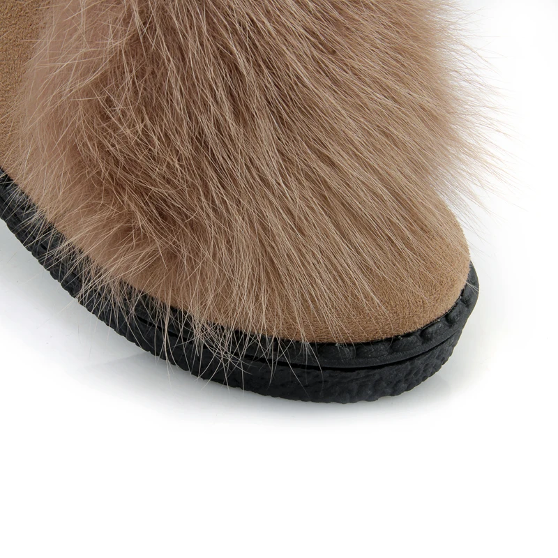 Plus Size 30-44 45 Faux Fur Decoration Winter Snow Boots Ankle Boots with Zipper Women Fashion Boots Round toe Black Shoes Woman (30)