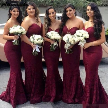 Hot Sale Bridesmaid Dress 2019 Lace Burgundy Mermaid Long Bridesmaids Women Party Dress Zipper Back Maid of Honor Gowns
Hot Sale Bridesmaid Dress 2019 Lace Burgundy Mermaid Long Bridesmaids Women Party Dress Zipper Back Maid of Honor Gowns