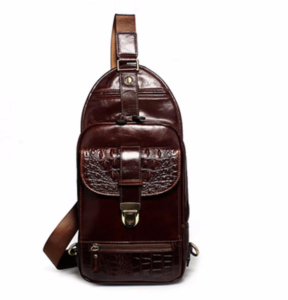 New Men First Layer Cowhide Sling Chest Pack bag Crocodile pattern Genuine Leather Cowhide Shoulder Messenger Bag DropShipping
New Men First Layer Cowhide Sling Chest Pack bag Crocodile pattern Genuine Leather Cowhide Shoulder Messenger Bag DropShipping