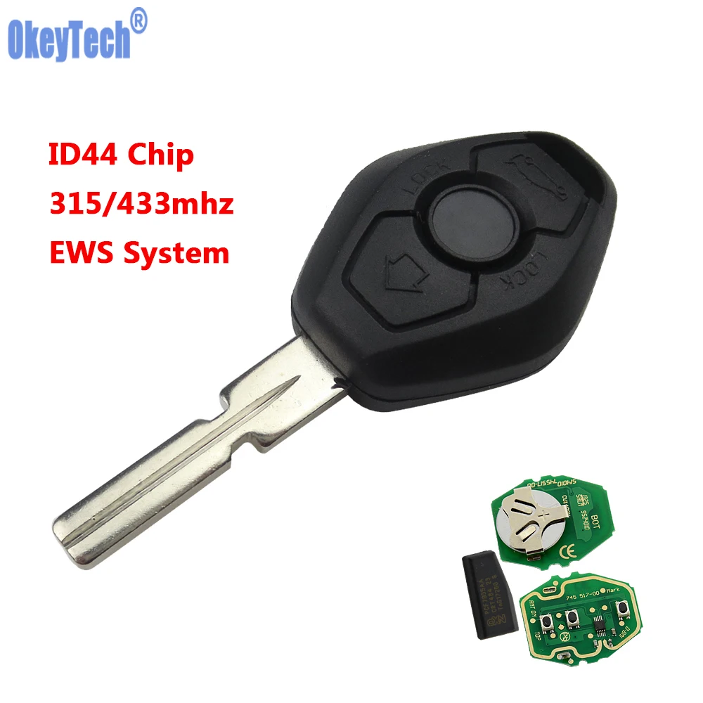 OkeyTech Car Remote Key FOB for BMW EWS X3 X5 Z3 Z4 1/3/5/7 Series E38 E39 E46 315/433MHz ID44 Chip Keyless Entry Transmitter
OkeyTech Car Remote Key FOB for BMW EWS X3 X5 Z3 Z4 1/3/5/7 Series E38 E39 E46 315/433MHz ID44 Chip Keyless Entry Transmitter