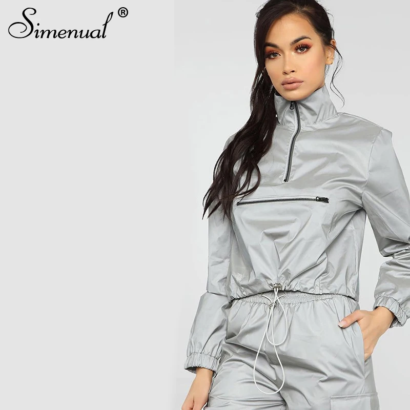 Simenual Streetwear Reflective Zipper Casual Sweatshirts Women Long Sleeve Drawstring Hoodie Fashion Autumn 2019 Sweatshirt Tops
Simenual Streetwear Reflective Zipper Casual Sweatshirts Women Long Sleeve Drawstring Hoodie Fashion Autumn 2019 Sweatshirt Tops