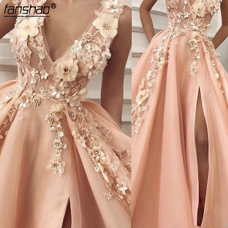 Peach Muslim Evening Dresses A line V Neck Tulle Appliques Crystals Beaded High Slit Islamic Dubai Saudi Arabic Prom Dress-in Ev
Peach Muslim Evening Dresses A line V Neck Tulle Appliques Crystals Beaded High Slit Islamic Dubai Saudi Arabic Prom Dress-in Ev